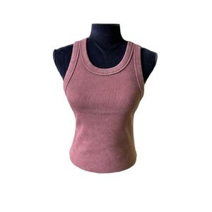 Aerie Womens Brown Free Spirit Ribbed Tank Top Brown Large